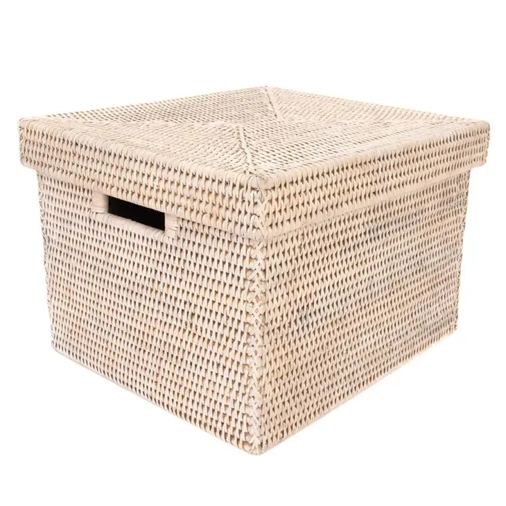 Rattan Storage Box with Lid - Letter File