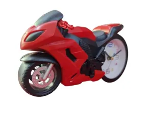 RED Colour Motorbike Clock R15 Model with ON/Off Alarm Clock Fancy for Kids and Adults USEAGE