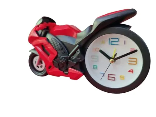 RED Colour Motorbike Clock R15 Model with ON/Off Alarm Clock Fancy for Kids and Adults USEAGE