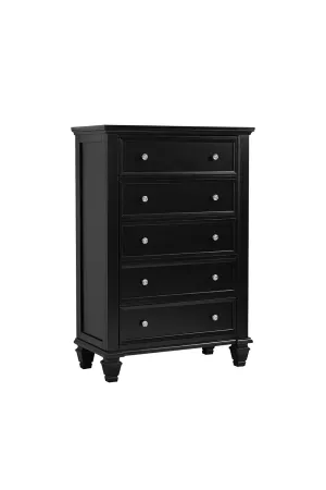 Sandy Beach Black Five Drawer Chest