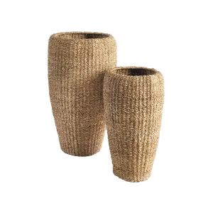 Seagrass Tall Round Planters (Set of 2)