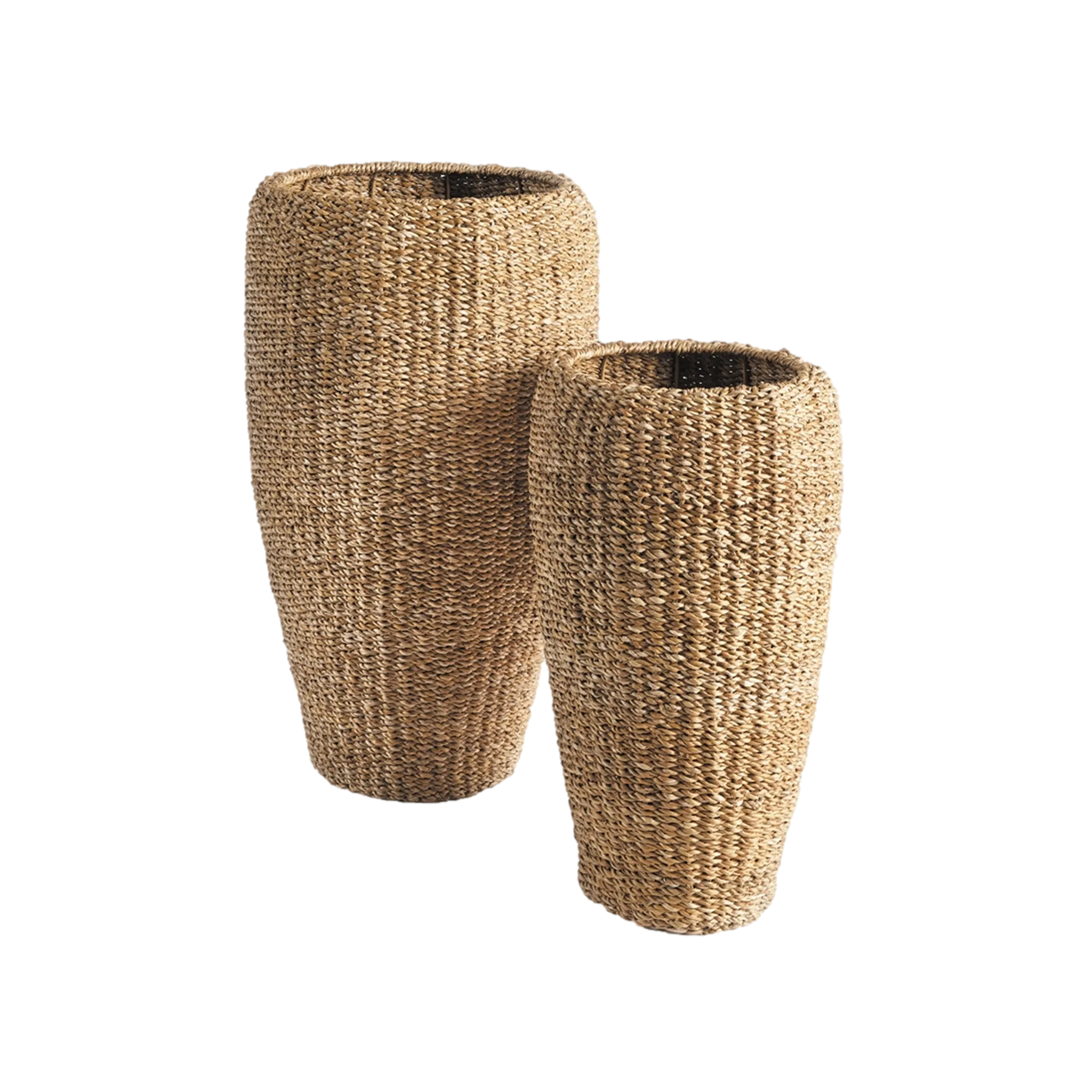 Seagrass Tall Round Planters (Set of 2)