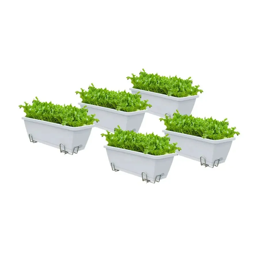 Set of 5 x 49.5cm White Rectangular Planter