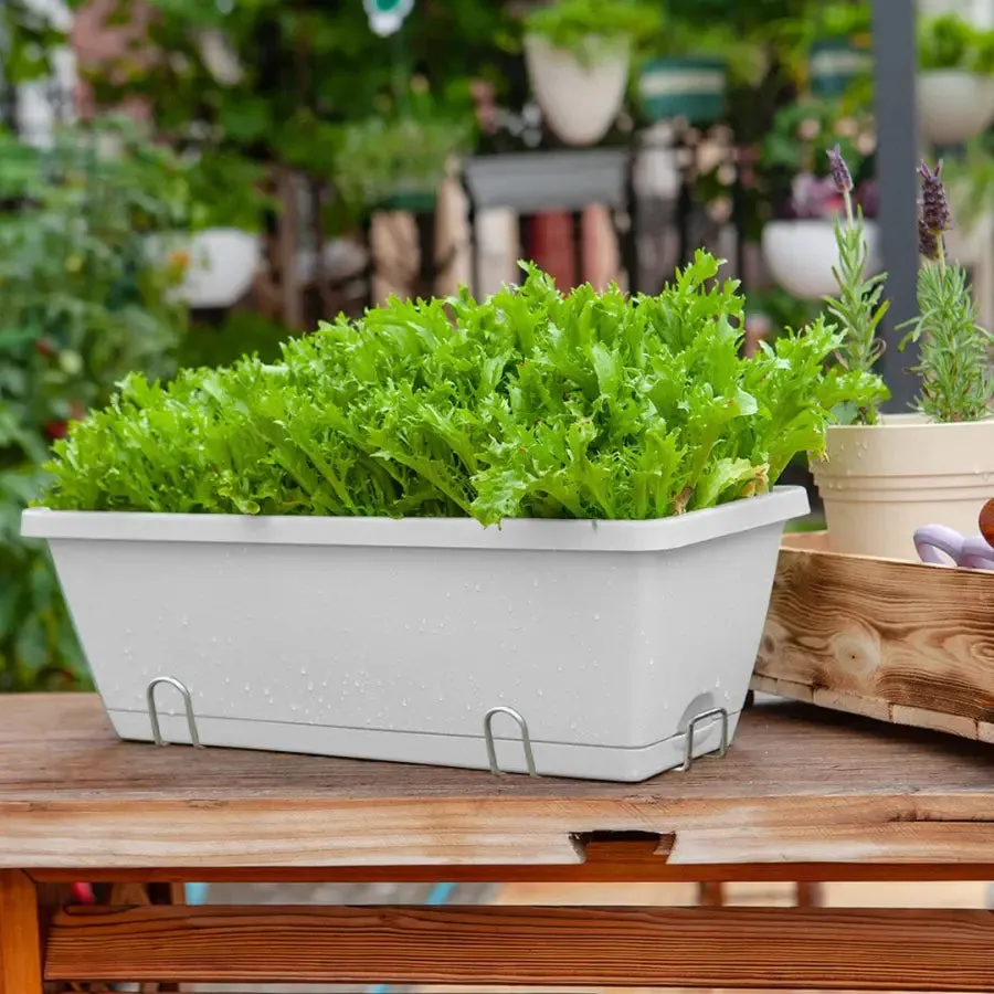 Set of 5 x 49.5cm White Rectangular Planter