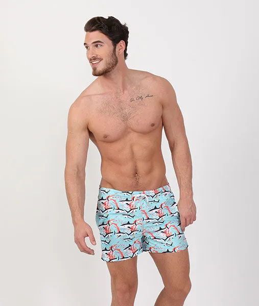 Shark Print Swim Trunks