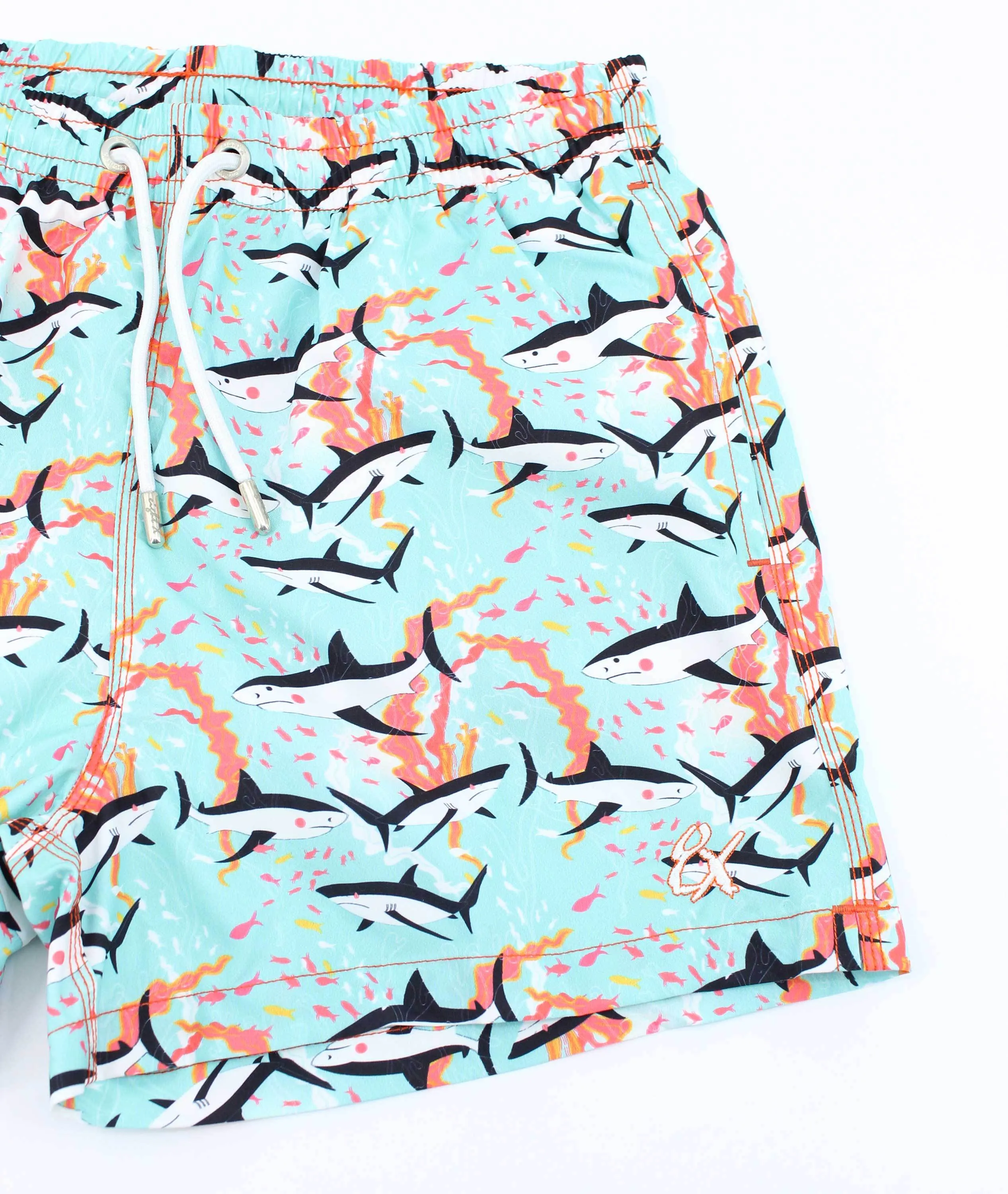 Shark Print Swim Trunks