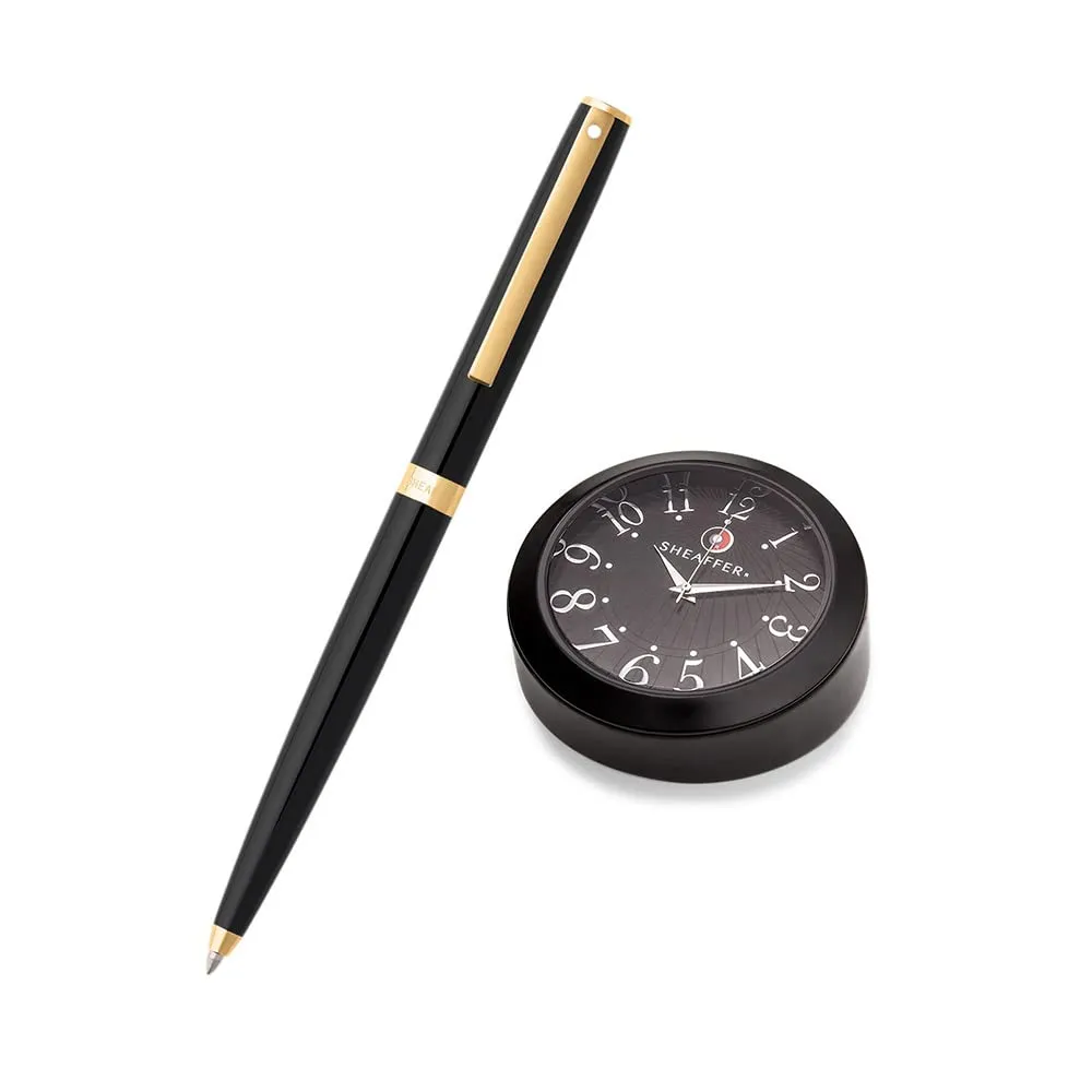 SHEAFFER Gift Set 9471 SAGARIS Black GT Ball Pen and Black Table Clock