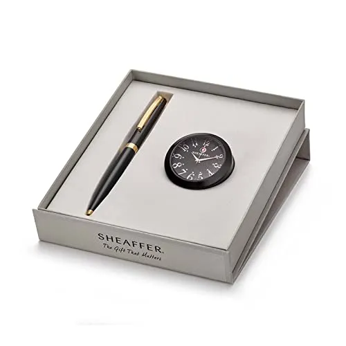 SHEAFFER Gift Set 9471 SAGARIS Black GT Ball Pen and Black Table Clock