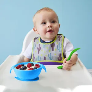 Silicone Suction Feeding Bowl Set with Spoon Blue