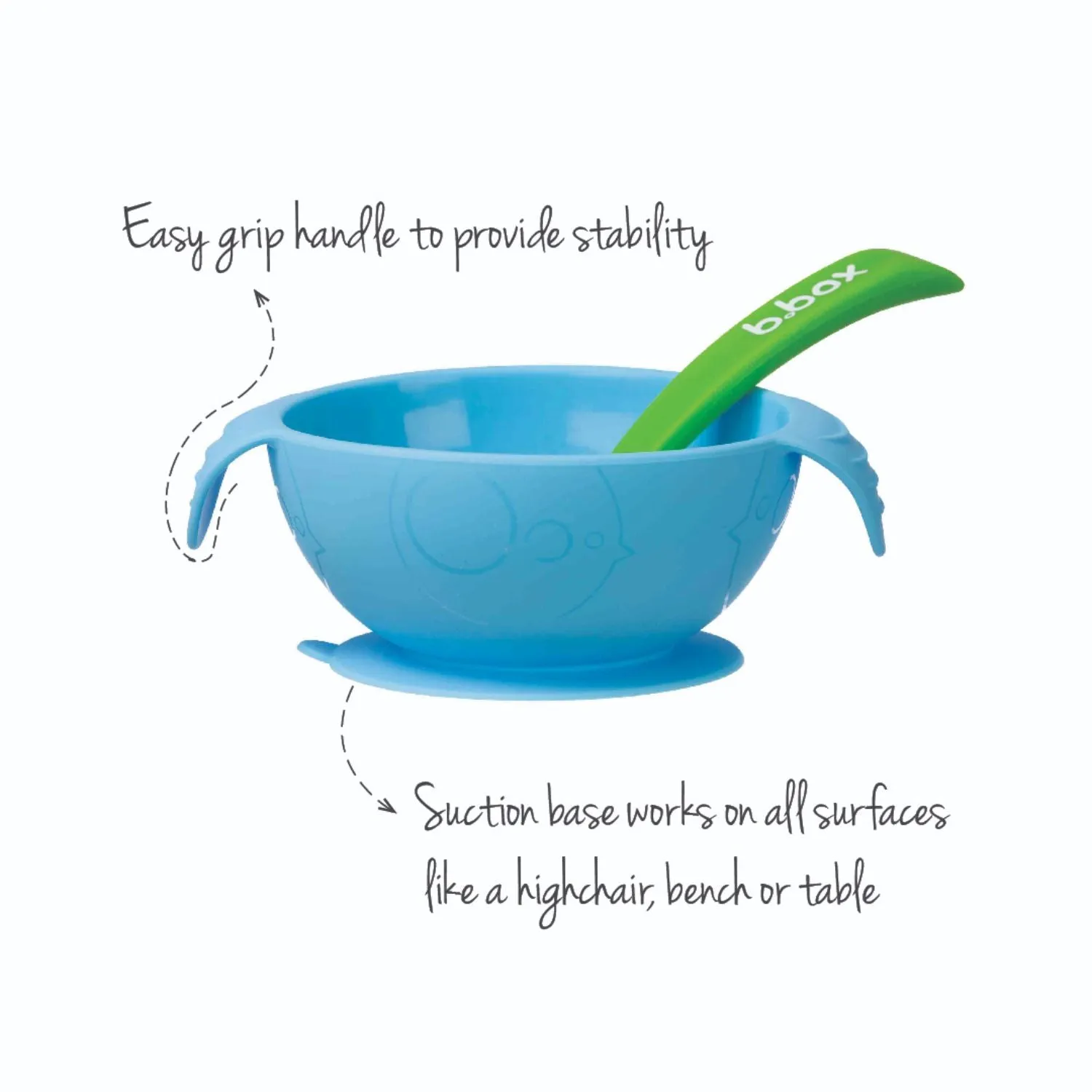 Silicone Suction Feeding Bowl Set with Spoon Blue