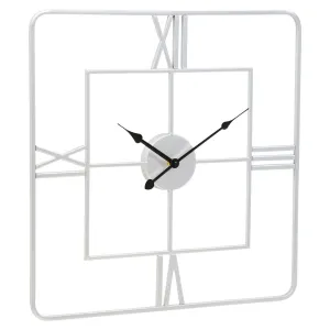 Silver Finish Rounded Square Roman Numerals Wall Clock - 50 x 50cm