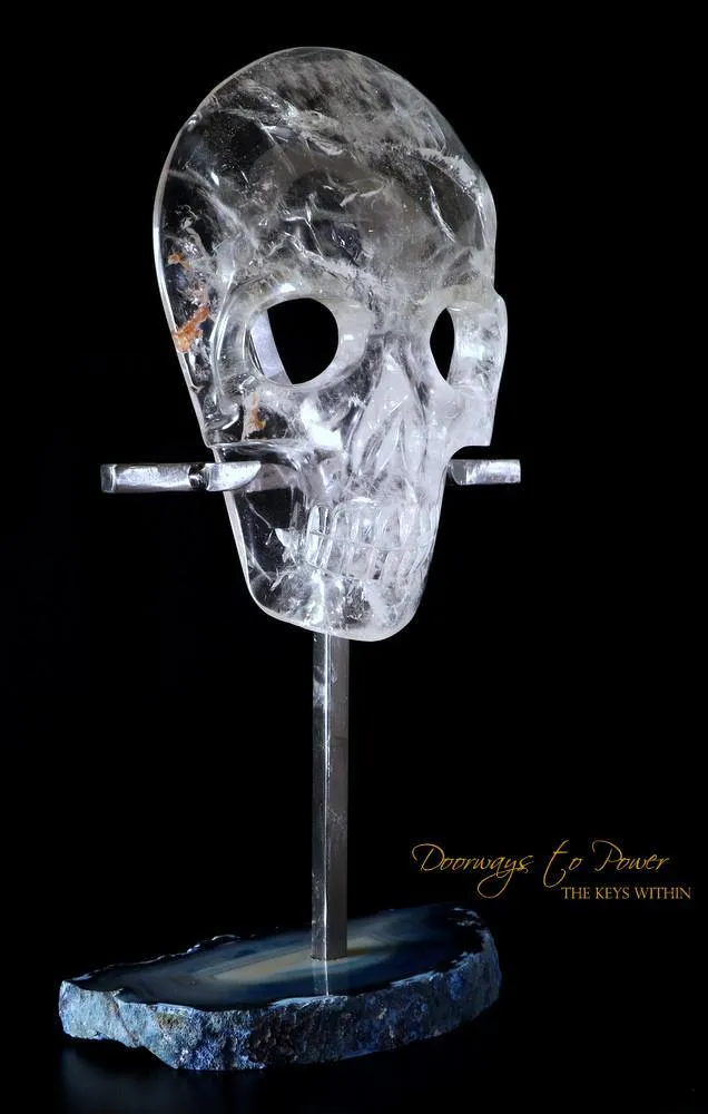 Sirius Quartz Crystal Skull Mask & Egyptian Ankh ¥ Crystal Sculpture