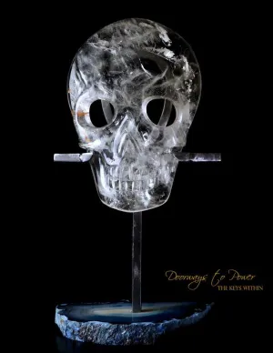 Sirius Quartz Crystal Skull Mask & Egyptian Ankh ¥ Crystal Sculpture