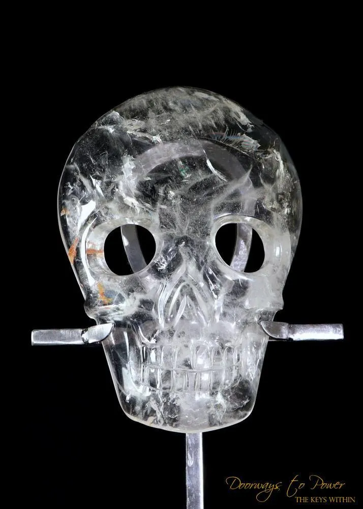 Sirius Quartz Crystal Skull Mask & Egyptian Ankh ¥ Crystal Sculpture