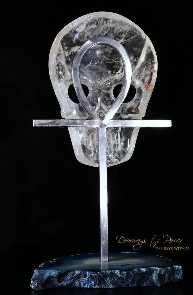 Sirius Quartz Crystal Skull Mask & Egyptian Ankh ¥ Crystal Sculpture