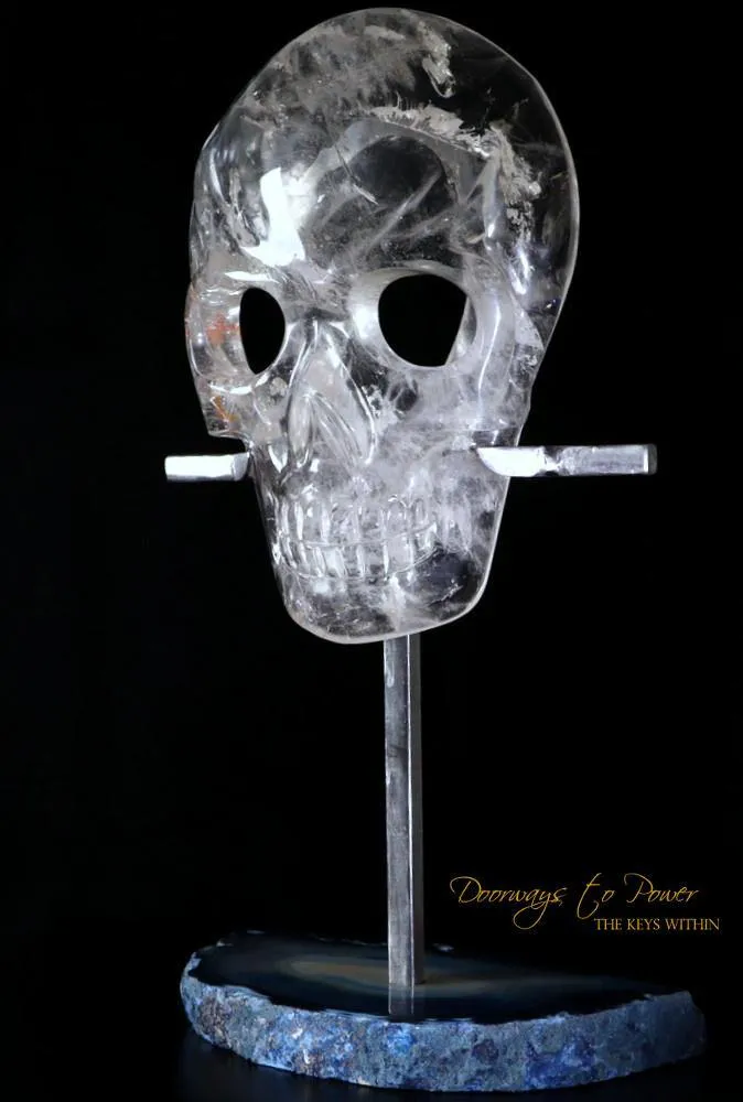 Sirius Quartz Crystal Skull Mask & Egyptian Ankh ¥ Crystal Sculpture