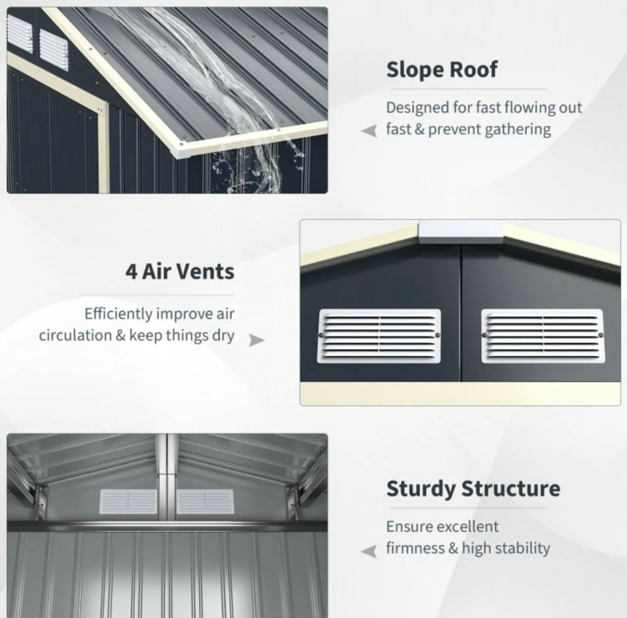 Super Duty 11x8 Ft Metal Storage Shed For Garden, Tools, | 2 Lockable Sliding Doors | Weather Resistant | 4 Air Vents | Slope Roof | Patio