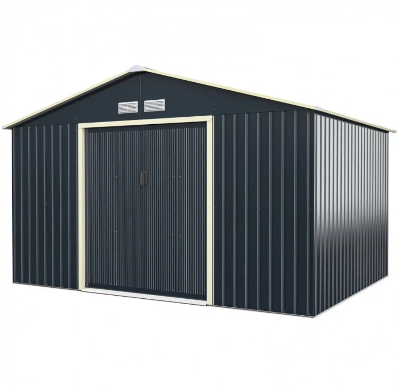 Super Duty 11x8 Ft Metal Storage Shed For Garden, Tools, | 2 Lockable Sliding Doors | Weather Resistant | 4 Air Vents | Slope Roof | Patio