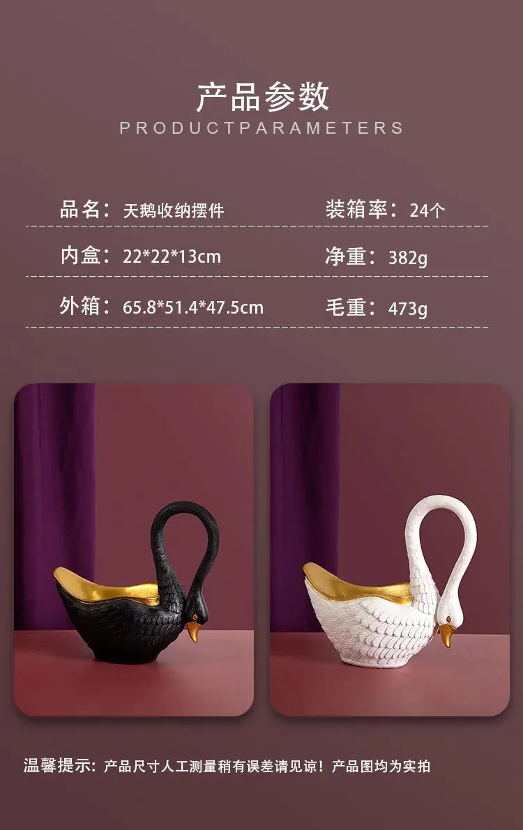 Swan Figurines Sculpture Home Decoration Candy Dish Bowl Key Holder Storage Jewelry Tray Entryway Table Centerpiece Ornaments