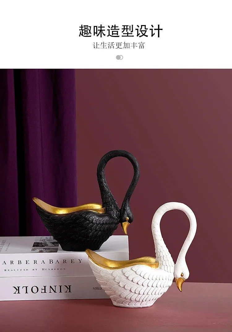 Swan Figurines Sculpture Home Decoration Candy Dish Bowl Key Holder Storage Jewelry Tray Entryway Table Centerpiece Ornaments