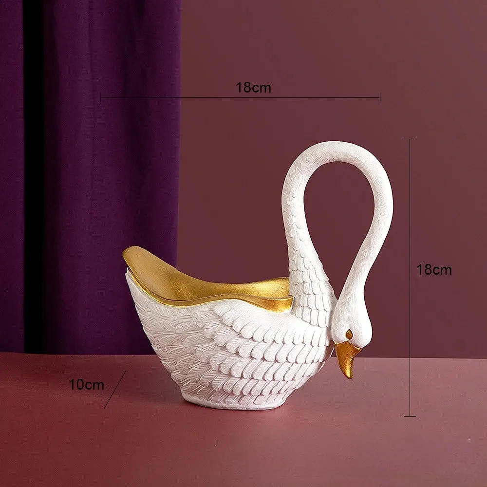 Swan Figurines Sculpture Home Decoration Candy Dish Bowl Key Holder Storage Jewelry Tray Entryway Table Centerpiece Ornaments