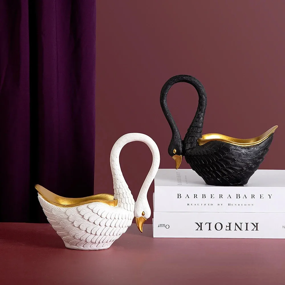 Swan Figurines Sculpture Home Decoration Candy Dish Bowl Key Holder Storage Jewelry Tray Entryway Table Centerpiece Ornaments