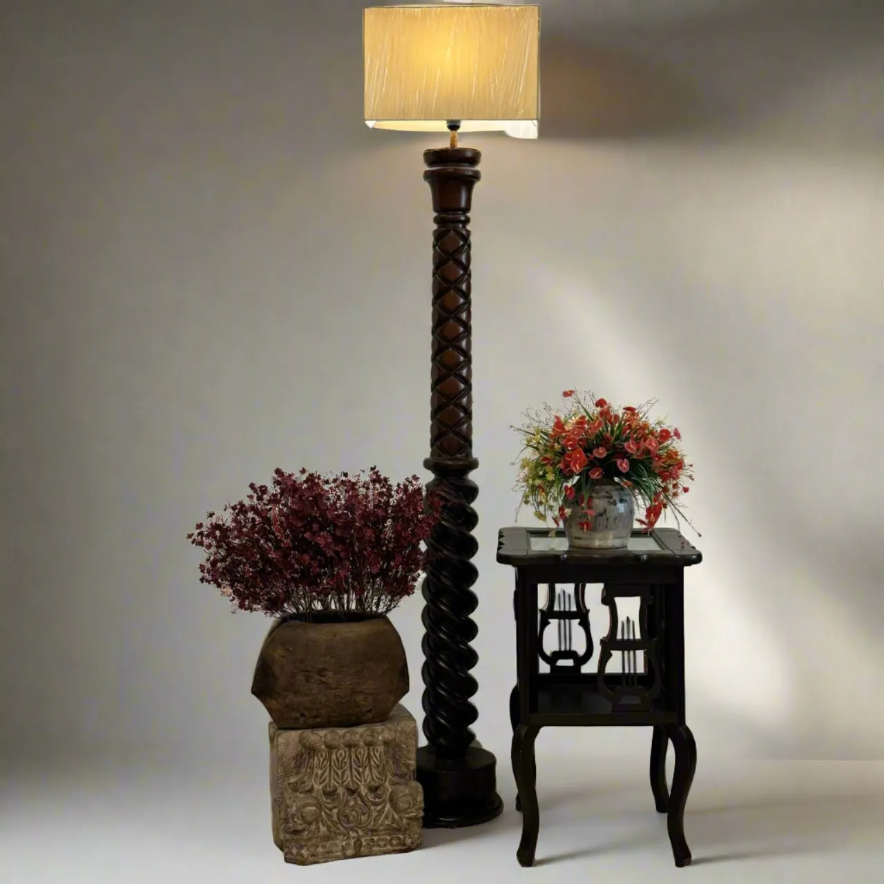 Tall, Wooden , Table Lamp : Noor 32 ( Shade included)