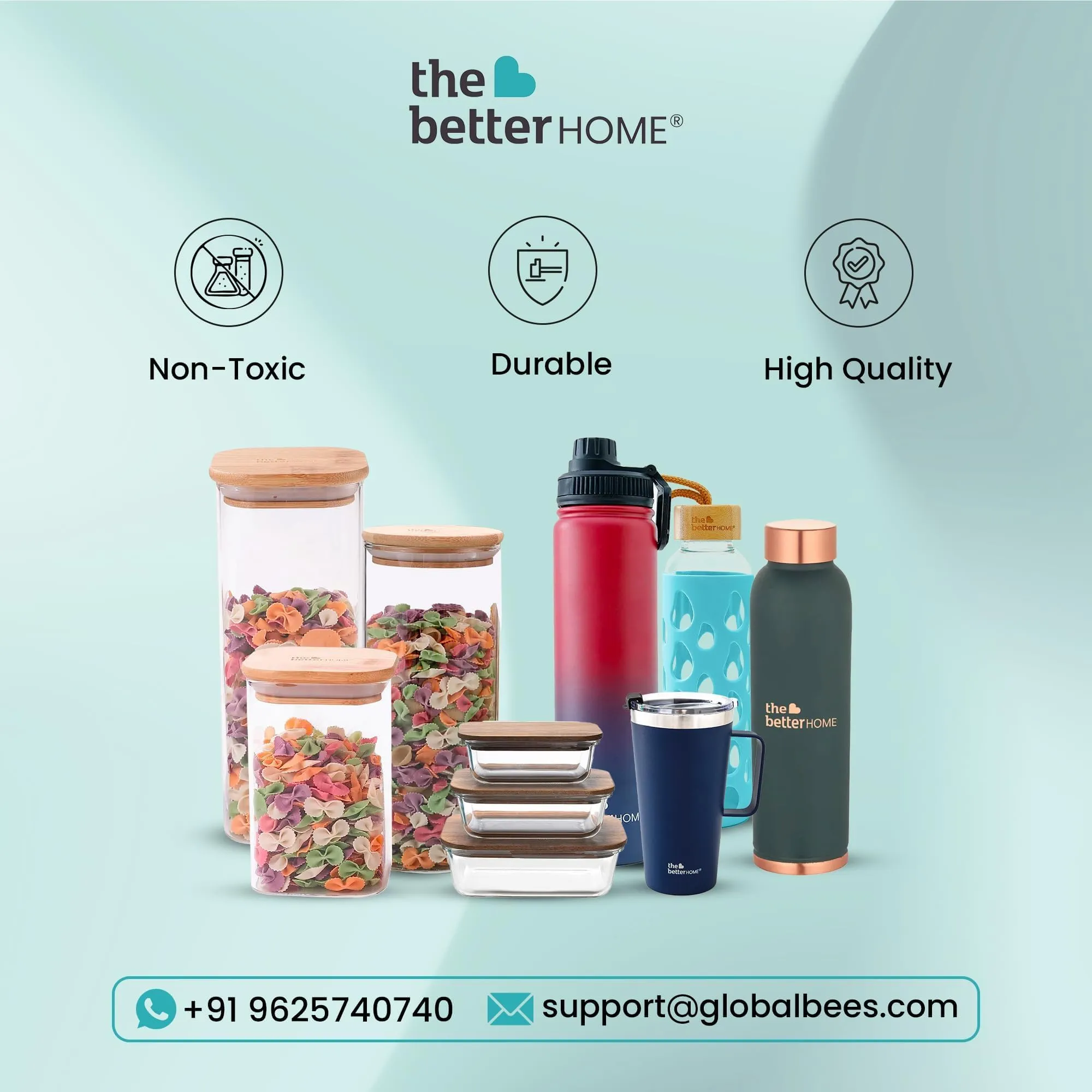 The Better Home Borosilicate Glass Jars with cork lids & cork tray | 270ml Pack of 3 | Airtight Containers with Lid | Kitchen Organizer | Multipurpose Jars for Snacks Spices Dry Fruits