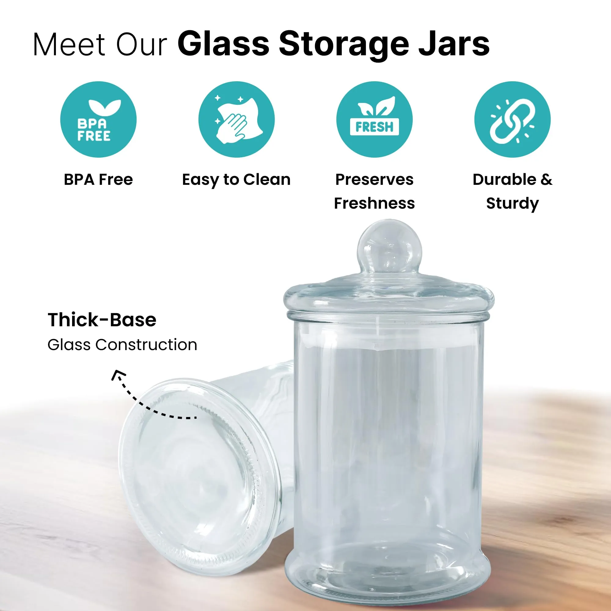 The Better Home Glass Jar for Kitchen Storage | Glass Containers with Lid | Kitchen Storage Container with wide Mouth | Food Storage Container for Kitchen | Transparent | 5 Litre