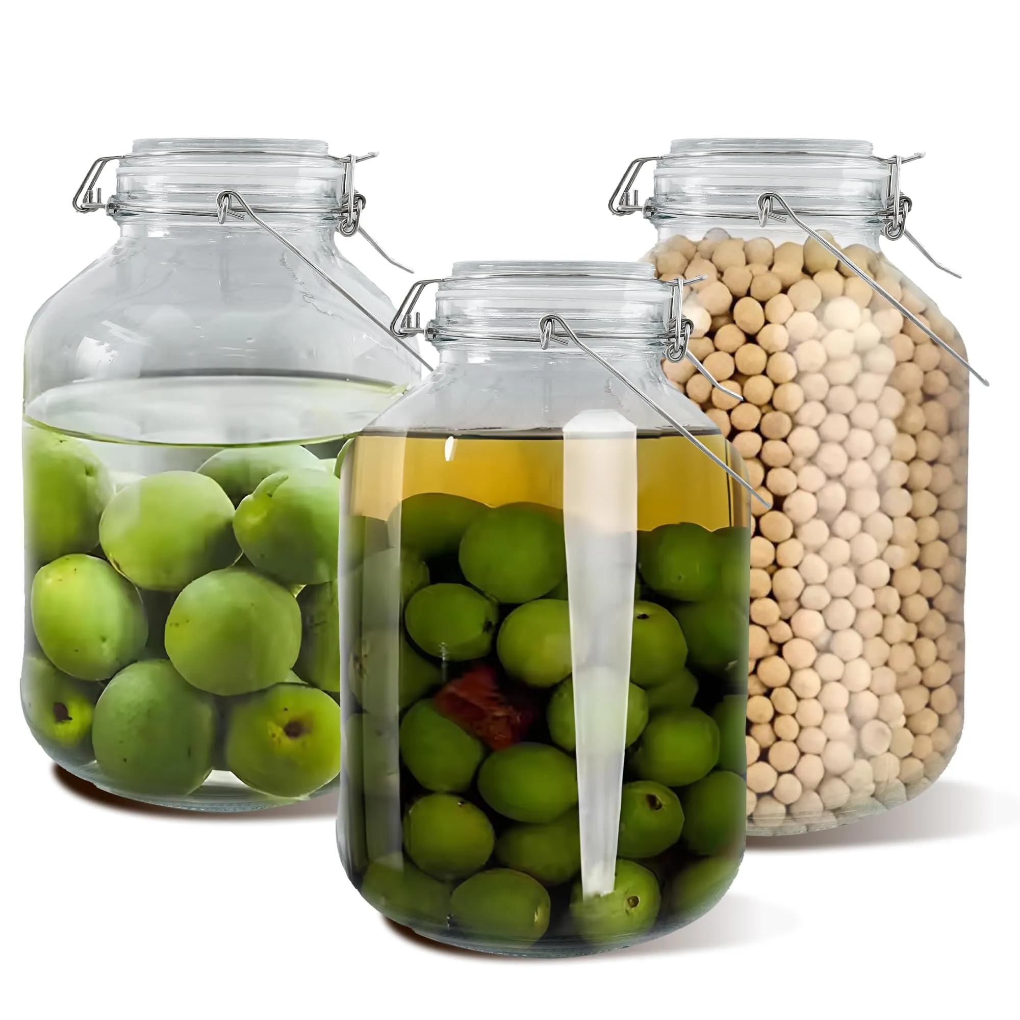 The Better Home Glass Jars with Airtight Lid |5000 ml Each |Pack of 3|Glass Containers with Lid| Mason Jars With Lid| Multipurpose Air Tight Containers For Kitchen Storage for Pickles, Pulses, Grains