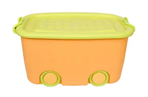 THE LITTLE LOOKERS Multipurpose Organizer/ Storage Box Container with Latching handles, Lid & Wheels for Kids| Sturdy Portable Toy/ Stationary/ Clothes/ Books Trolley in Fun Colors