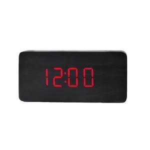 The Procure Store Square Shape Wooden Digital Clock- Black