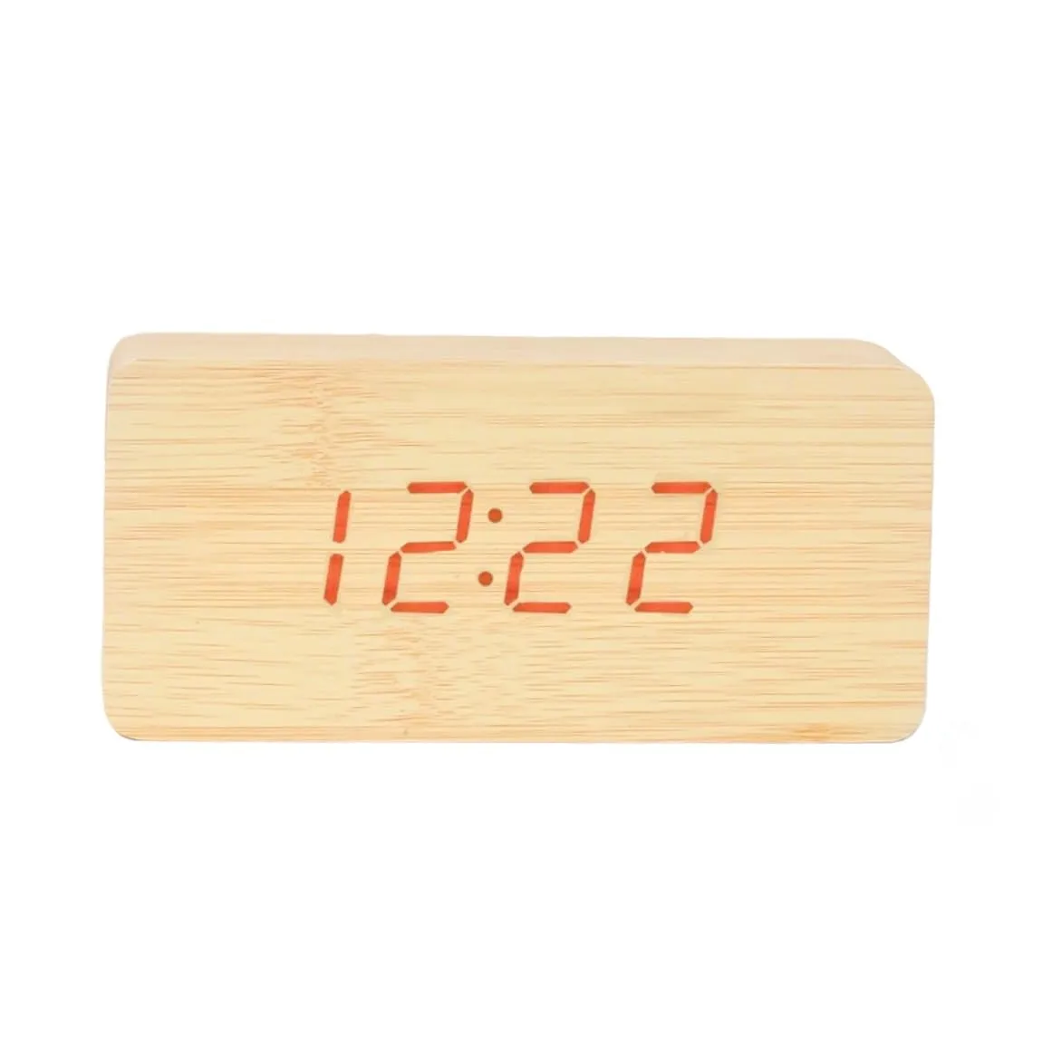 The Procure Store Square Shape Wooden Digital Clock- Golden