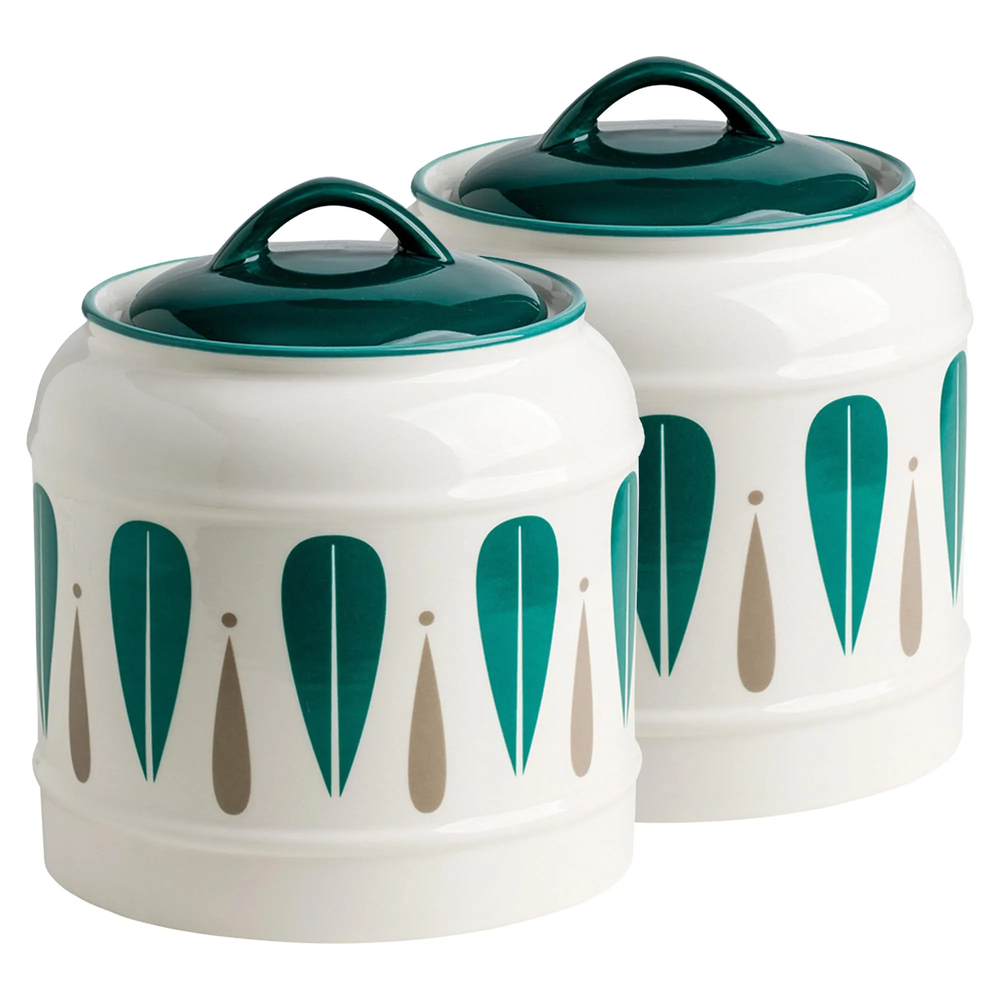 UMAI Ceramic Jars for Kitchen Storage with Lid | 2.5 Litre Capacity | Storage Containers for Kitchen and Home | Multipurpose Jar for Pickle Grains Pulses | Printed | Green leaf design | Pack of 2