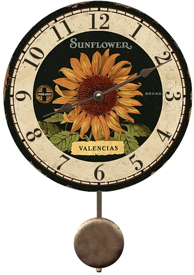 Valencias Sunflower Clock- Round Sunflower Wall Clock