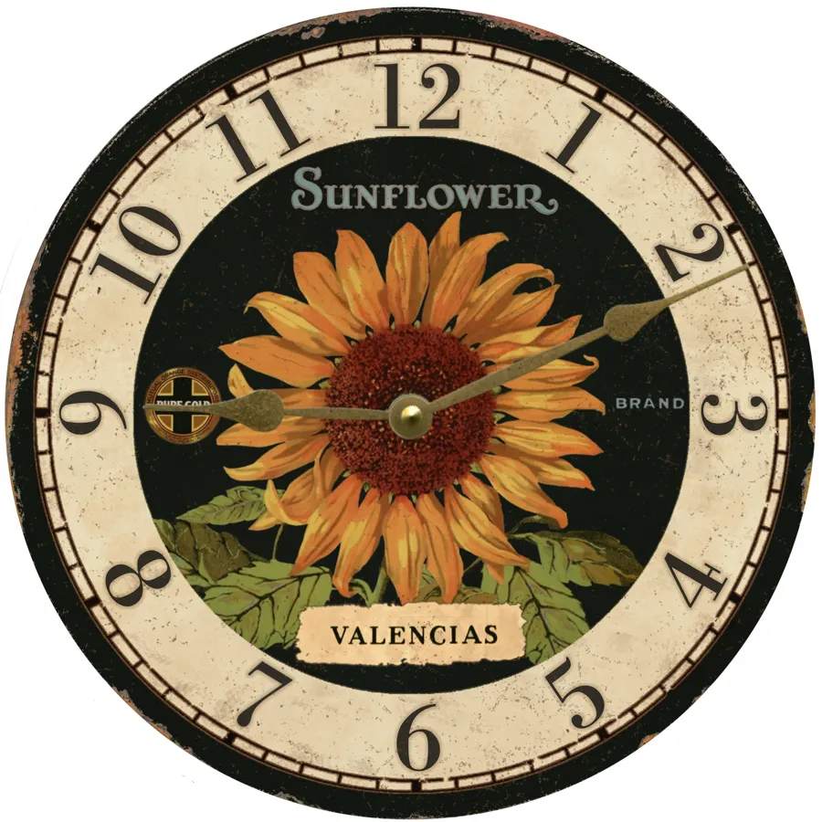 Valencias Sunflower Clock- Round Sunflower Wall Clock