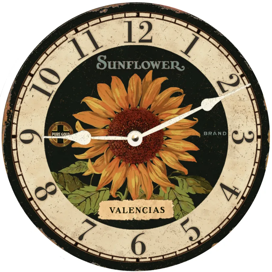 Valencias Sunflower Clock- Round Sunflower Wall Clock