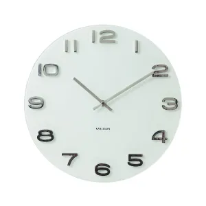 Vintage Round White Glass Wall Clock (35cm)