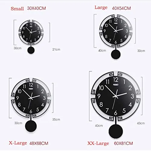 Wall Clock Swing Wall Clock Simple and Modern Wall Clock, 3D Digital Clock for Living Room, Dining Room and Bedroom Art Decoration Clock Decorations (Size : Large)