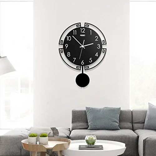 Wall Clock Swing Wall Clock Simple and Modern Wall Clock, 3D Digital Clock for Living Room, Dining Room and Bedroom Art Decoration Clock Decorations (Size : Large)