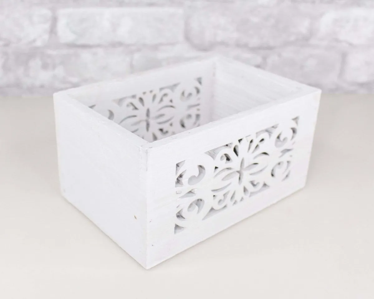 White Wood Planter w/ Design Cutout (Multiple Sizes)