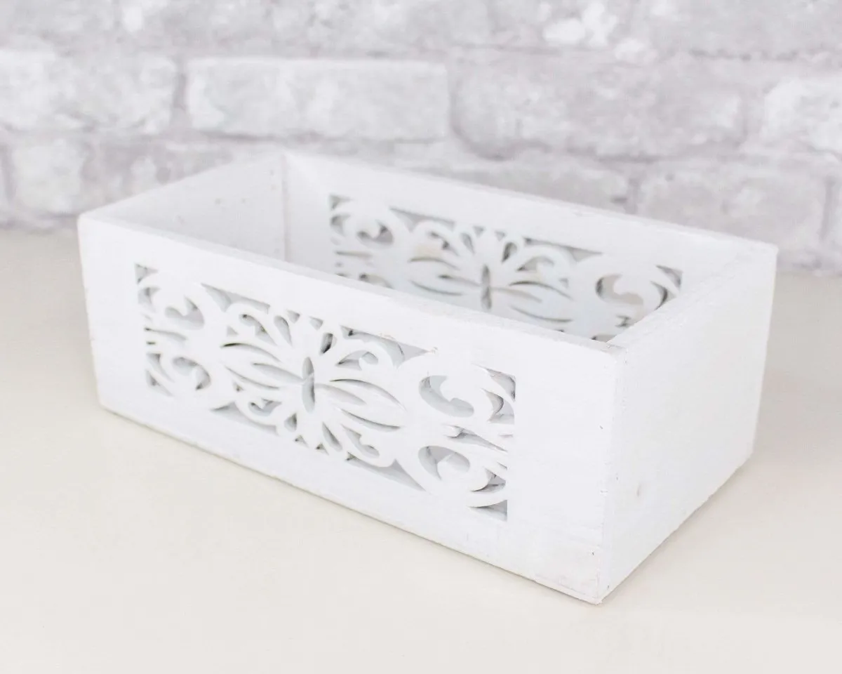 White Wood Planter w/ Design Cutout (Multiple Sizes)