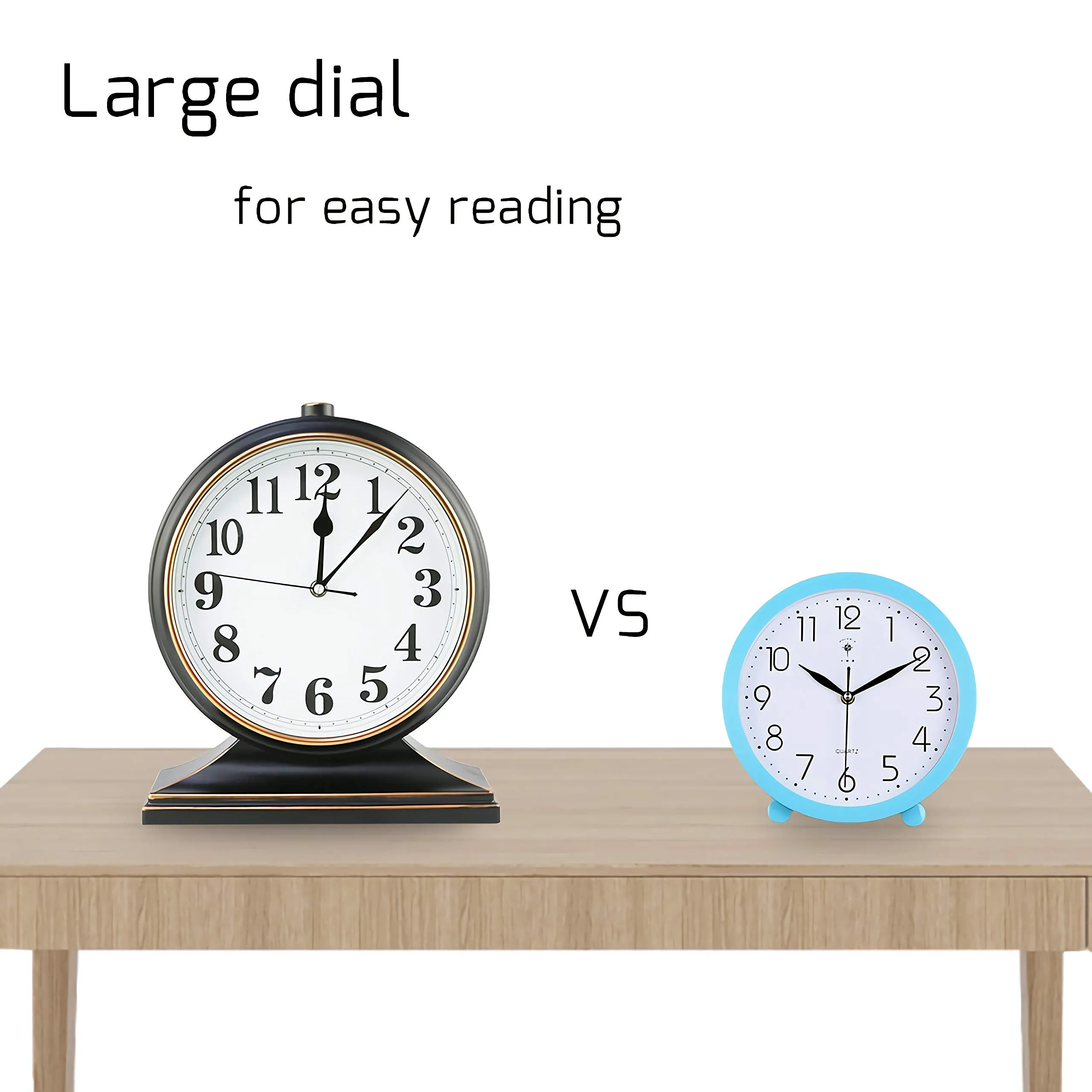 Winnie Desk Clock Silent Desk Clock European Style Retro Desk Clock 10 Inch Dial Easy to Read for Living Room/Bedroom