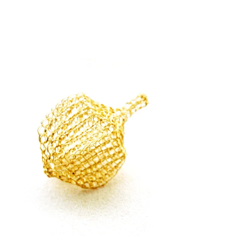 Wire Crochet Spinning Top, Golden Dreidel