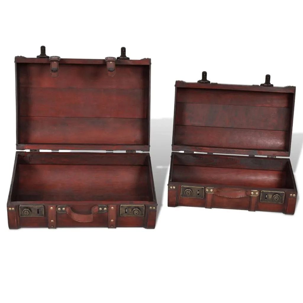 Wooden Treasure Chests 2 pcs Vintage Brown