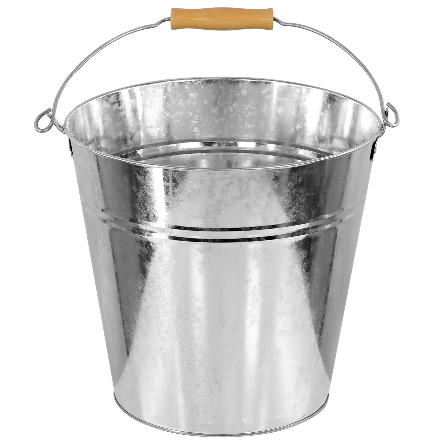 Zinc Bucket With Wooden Holder